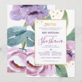 Bat Mitswa Bloemenuitnodiging Kaart (Voorkant / Achterkant)