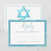 Bat Mitswa Blue Opal Moderne Waterverf Partij RSVP Kaartje (Voorkant / Achterkant)