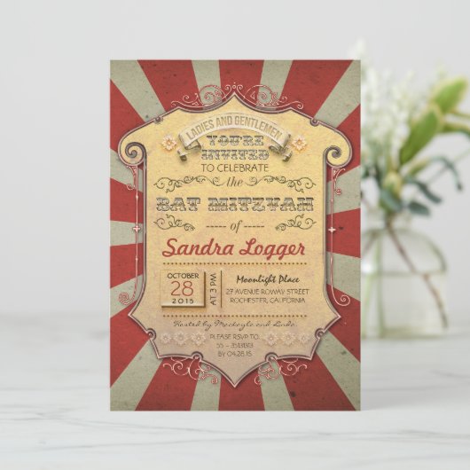 Bat Mitswa Carnaval of Circus Kaart (Staand voorkant)