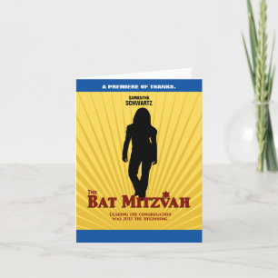 Bat Mitswa Filmster Dank je kaart geel blauw
