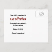 Bat Mitswa Filmster Save the Date Geel Blauw Aankondigingskaart (Achterkant)