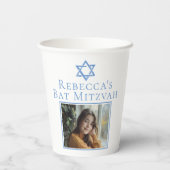 Bat Mitswa Foto Blauwe Ster van David Party Papieren Bekers (Achterkant)