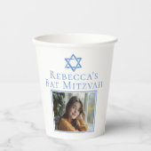 Bat Mitswa Foto Blauwe Ster van David Party Papieren Bekers (Voorkant)