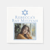 Bat Mitswa Foto Blauwe Ster van David Party Servet (Voorkant)