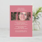 Bat Mitswa Fotouitnodiging in Roze Kaart (Staand voorkant)