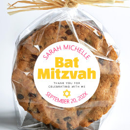 Bat Mitswa Geel Vetgedrukte Hot Pink Typografie Co Ronde Sticker