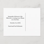 Bat Mitswa Magazine Bewaar de datum Blauwgroen Aankondigingskaart (Achterkant)