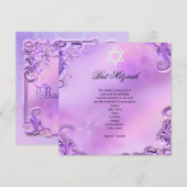 Bat Mitswa Meisje  Paarse Roze Bloemen Kaart (Voorkant / Achterkant)