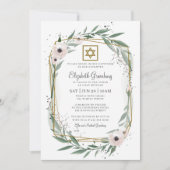 Bat Mitswa Moderne Geometrische Bloemenster van Da Kaart (Voorkant)