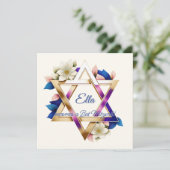 Bat Mitswa Mooie Bloemenster van David Square Kaart (Staand voorkant)