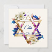 Bat Mitswa Mooie Bloemenster van David Square Kaart (Voorkant)