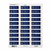 Bat Mitswa Navy Gold Glitter Bold Retouradres Etiket (Full Sheet)