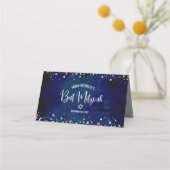 Bat Mitswa Navy Waterverf Silver Glitter Script Plaatskaartje (Achterkant)