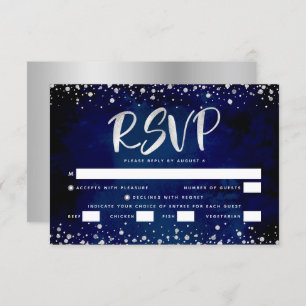 Bat Mitswa Navy Waterverf Silver Script Entrée RSVP Kaartje