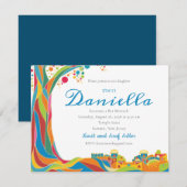 Bat Mitswa nodigt uit tot kleurrijke levensboom Je Kaart (Voorkant / Achterkant)