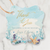 Bat Mitswa onder het Zee Beach Ocean Birthday Bedankjes Labels (Voorkant)