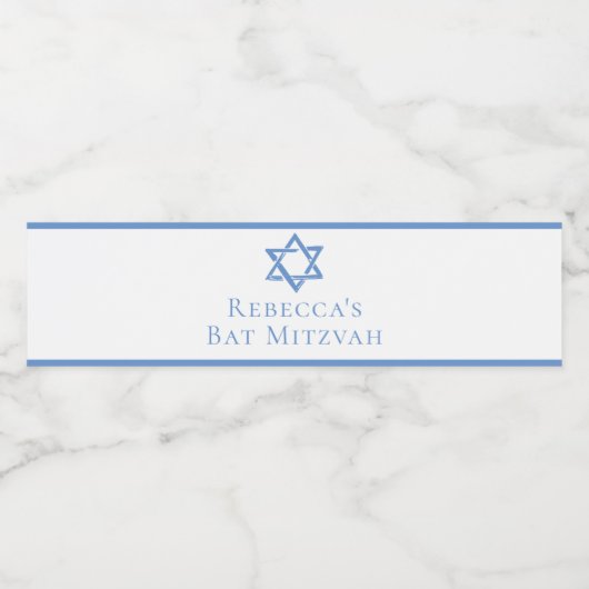 Bat Mitswa Party Blauwe ster van David Waterfles Etiket (Enkel label)