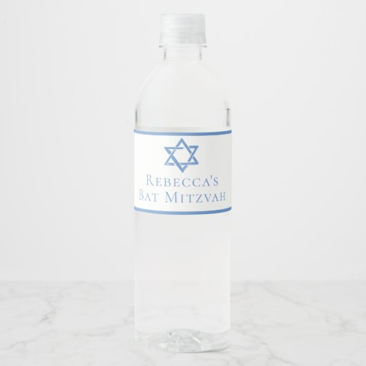 Bat Mitswa Party Blauwe ster van David Waterfles Etiket (Voorkant)