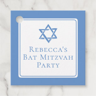 Bat Mitswa Party Lichtblauwe Davidsster Bedankjes Labels