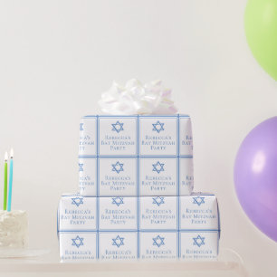 Bat Mitswa Party Lichtblauwe Davidsster Cadeaupapier
