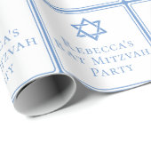 Bat Mitswa Party Lichtblauwe Davidsster Cadeaupapier (Rol Hoek)