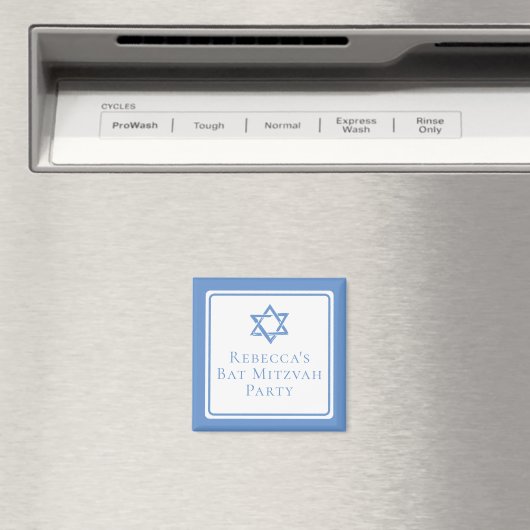 Bat Mitswa Party Lichtblauwe Davidsster Magneet (Insitu (Vaatwasser))