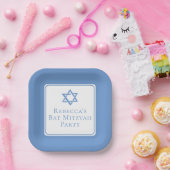 Bat Mitswa Party Lichtblauwe Davidsster Papieren Bordje (Feest)