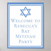 Bat Mitswa Party Lichtblauwe Davidsster Poster (Voorkant)
