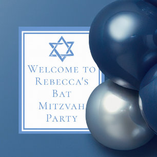 Bat Mitswa Party Lichtblauwe Davidsster Poster