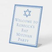 Bat Mitswa Party Lichtblauwe Davidsster Reclamebord Met Voetstuk (Voorkant)