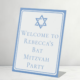 Bat Mitswa Party Lichtblauwe Davidsster Reclamebord Met Voetstuk
