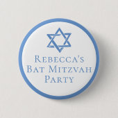 Bat Mitswa Party Lichtblauwe Davidsster Ronde Button 5,7 Cm (Voorkant)