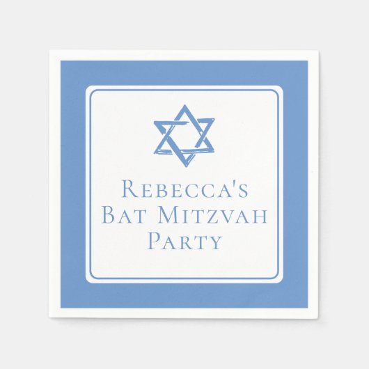 Bat Mitswa Party Lichtblauwe Davidsster Servet (Voorkant)