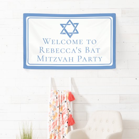 Bat Mitswa Party Lichtblauwe Davidsster Spandoek (Insitu)