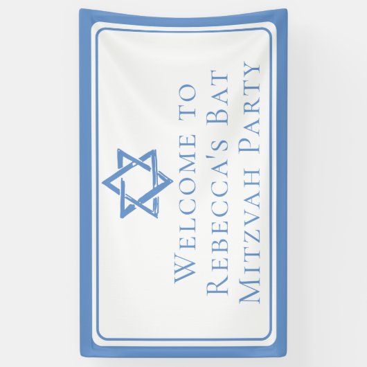 Bat Mitswa Party Lichtblauwe Davidsster Spandoek (Verticaal)