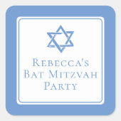 Bat Mitswa Party Lichtblauwe Davidsster Vierkante Sticker (Voorkant)