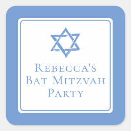 Bat Mitswa Party Lichtblauwe Davidsster Vierkante Sticker
