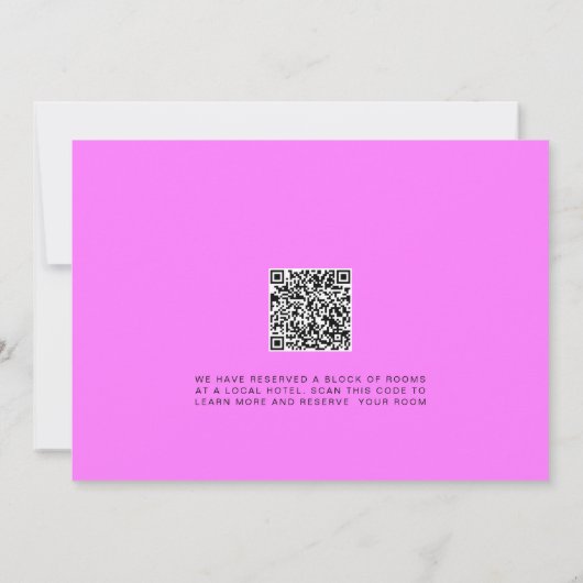 Bat Mitswa Pink Neon Lights QR-code Save the Date Kaart (Achterkant)