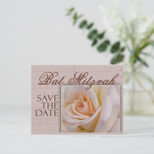 Bat Mitswa slaat de datum op Aankondigingskaart (Staand voorkant)
