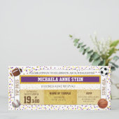 Bat Mitswa Sports Theme-ticketuitnodiging Kaart (Staand voorkant)