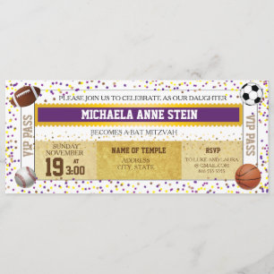 Bat Mitswa Sports Theme-ticketuitnodiging Kaart