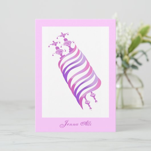 Bat Mitswa Uitnodiging Jenna Alli Roze Torah (Staand voorkant)
