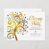 Bat Mitswa Verandert Plannen Gouden Boom des Leven Uitnodiging Briefkaart (Voorkant / Achterkant)
