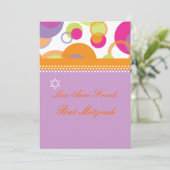Bat Mitvah+Mod Bubbles/oranje/hete roze Kaart (Staand voorkant)