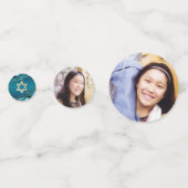 Bat Mitzvah 2 Foto Agaat Turquoise Ombre Script Confetti (Voorkanten)