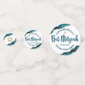 Bat Mitzvah 2 Foto Turquoise Agaat Gouden Schrift Confetti (Achterkanten)