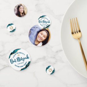 Bat Mitzvah 2 Foto Turquoise Agaat Gouden Schrift Confetti