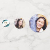 Bat Mitzvah 2 Foto Turquoise Agate Gold Script Confetti (Voorkanten)