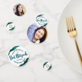 Bat Mitzvah 2 Foto Turquoise Agate Gold Script Confetti (Groep)