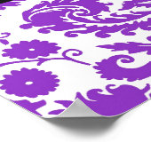 Bat Mitzvah Aangepaste naam Banner Paarse Damask Poster (Hoek)